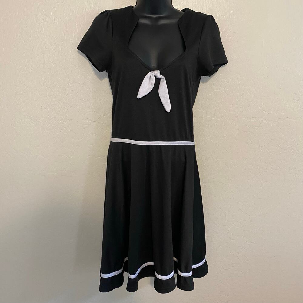 Rock Steady Womens Size Large Dress Black Nautical Sweetheart Bow Retro Pinup